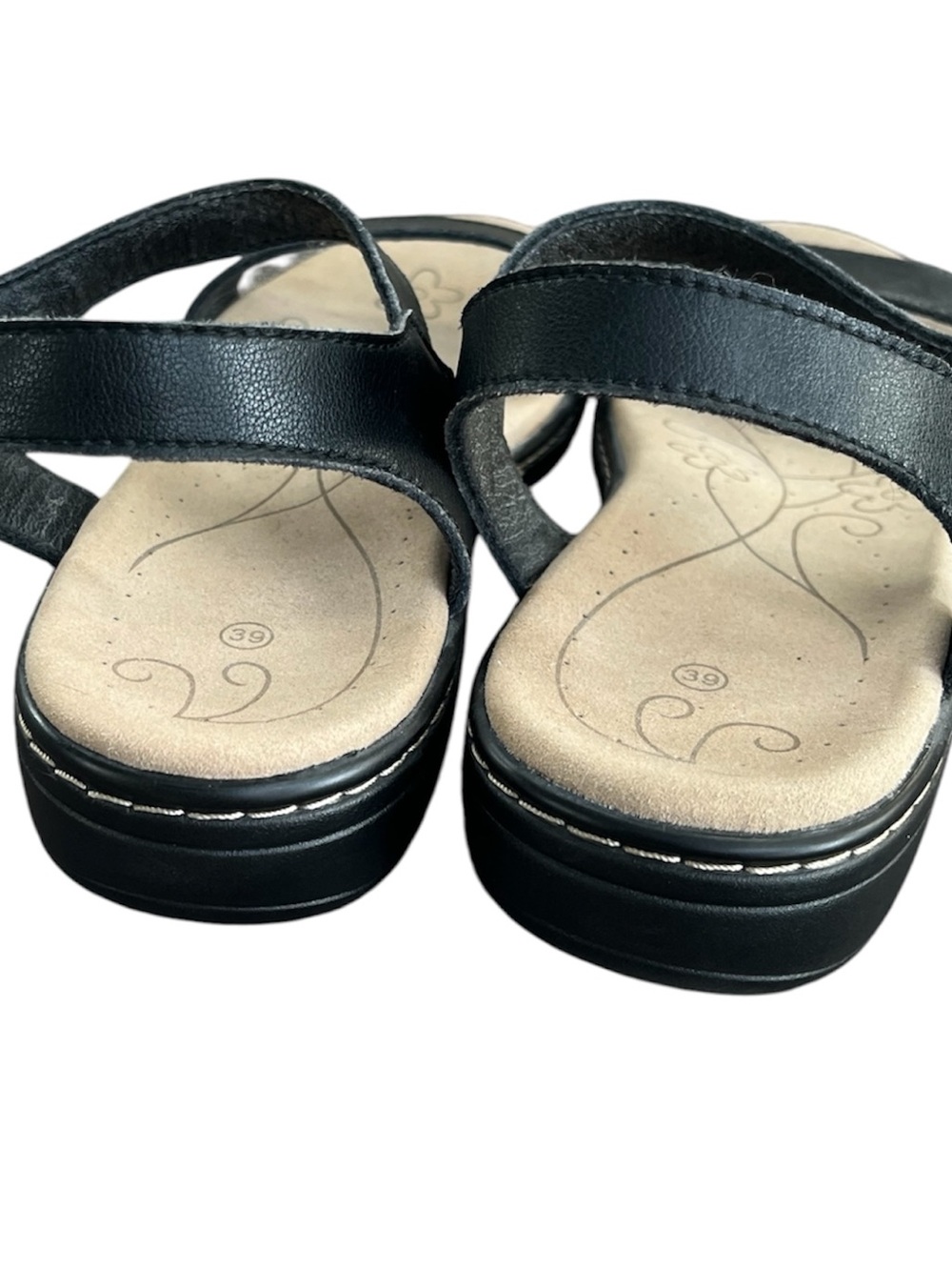 Women's Black Adjustable Strap Sandals Comfortable Size 9 Everyday Shoes - Picture 3 of 4